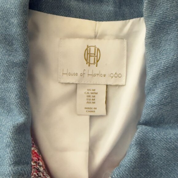 House of Harlow 1960 Tweed and Denim Cropped Jacket - Picture 4 of 5